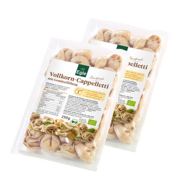 Bio Vollkorn Cappelletti mit Gemüsefüllung, 2 x 250 g