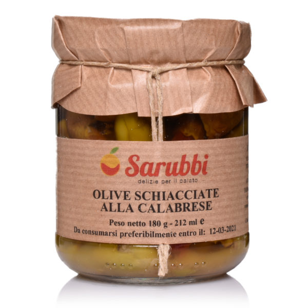 Zerkleinerte, grüne Oliven - Olive Schiacciate Alla Calabrese