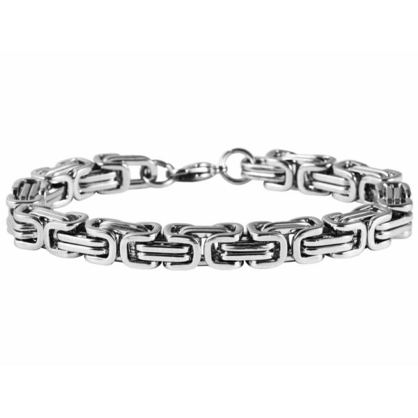 Silberfarbenes Akzent Armband Königsketteenarmband aus Edelstahl 24cm