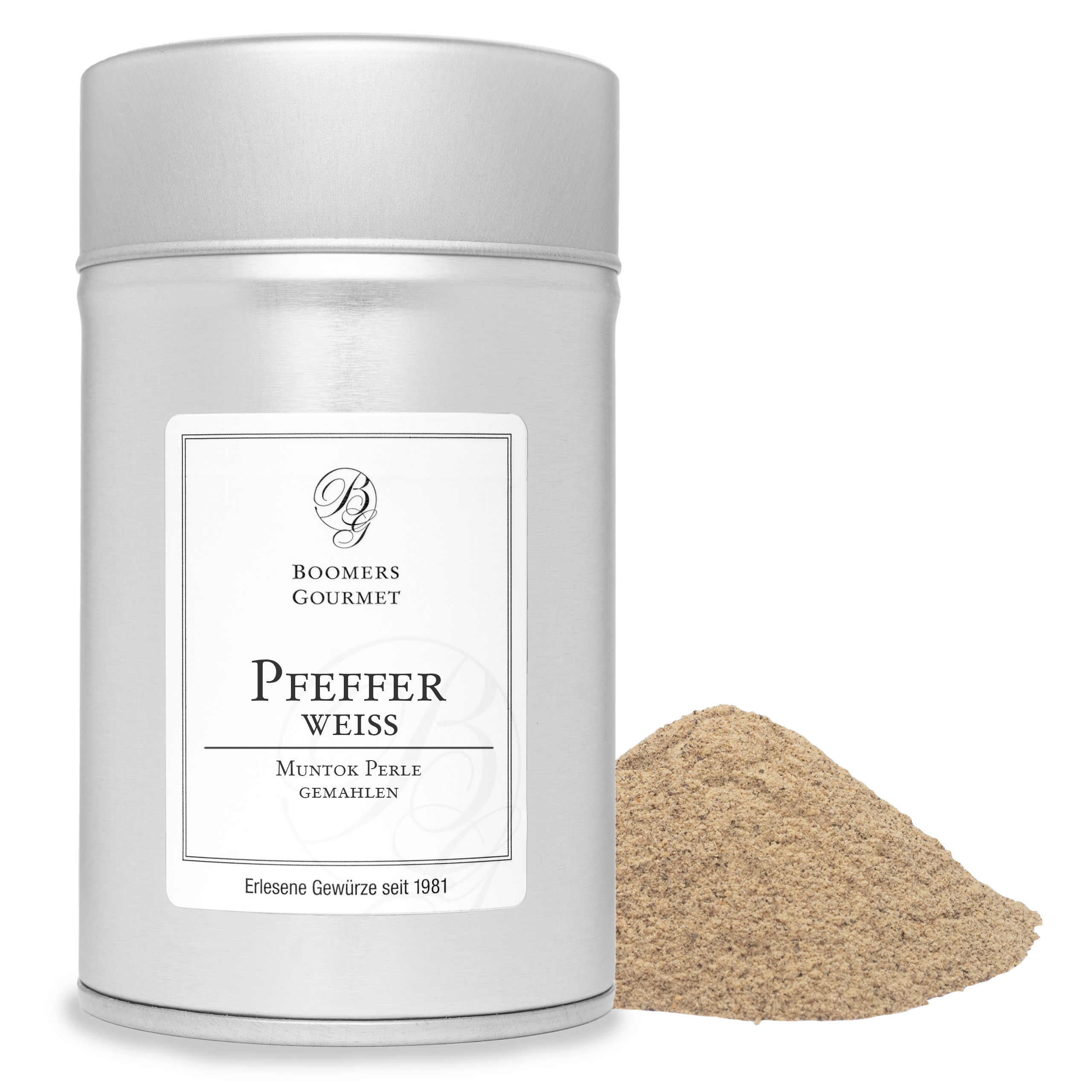 Pfeffer weiß, gemahlen, Muntok Perle