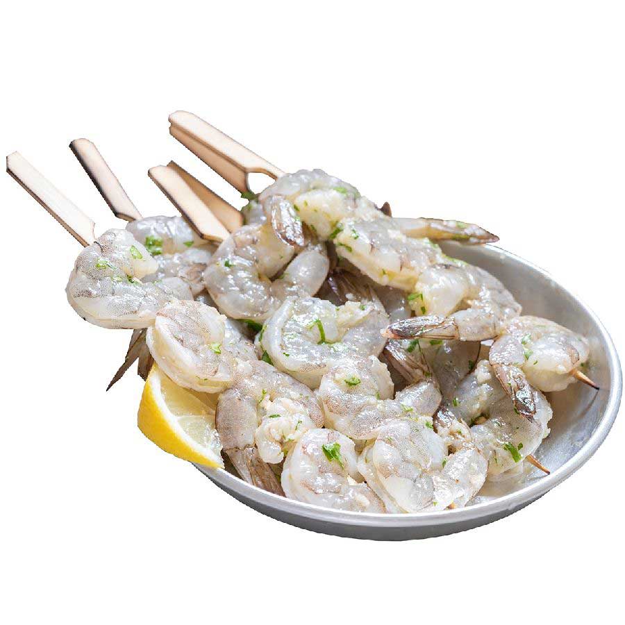 Riesengarnelen- / Tiger Shrimp-Spieße (roh) ohne Kopf, ohne Schale 1 kg (10 Spie...